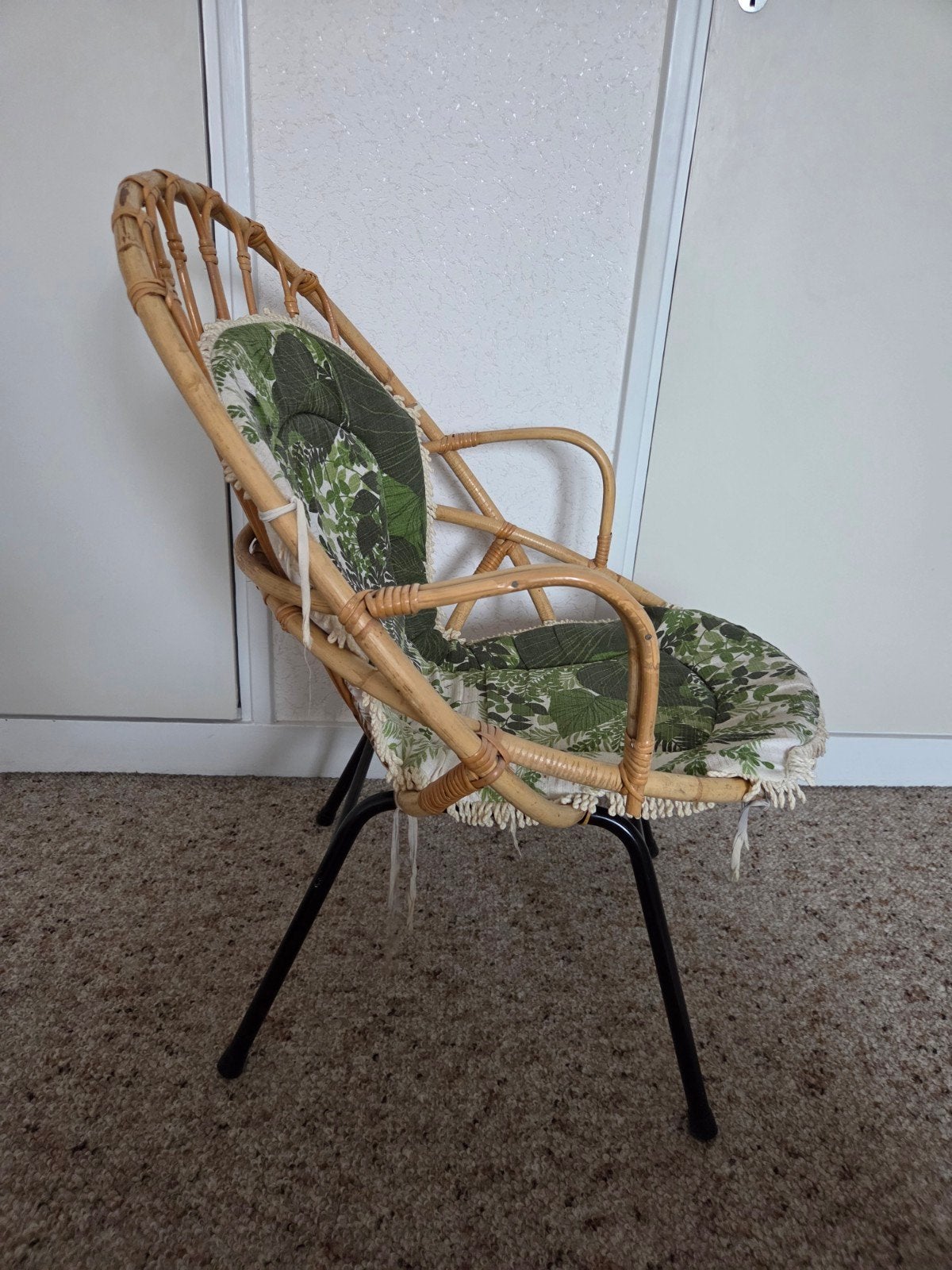 Vintage retro rotan Bohemian stoel fauteuil, Ophalen, Bruin, Eén