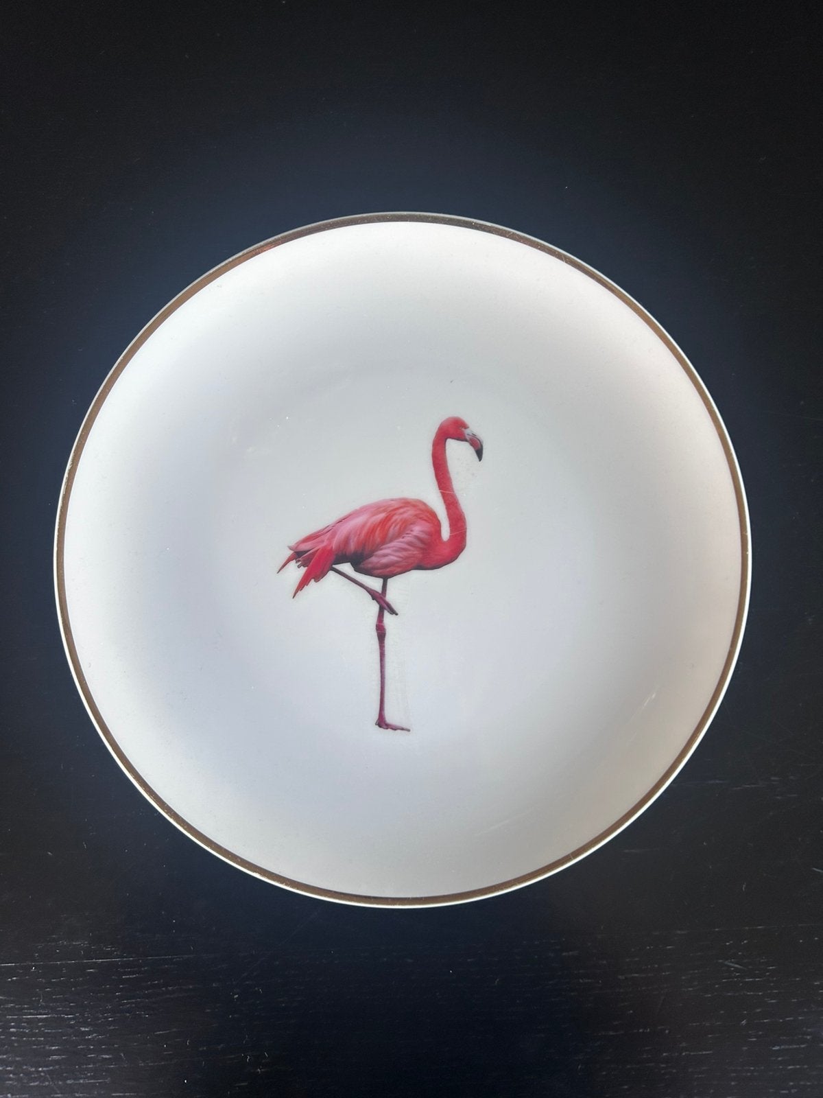 Wandbord flamingo met gouden randje dia 27cm, Ophalen of Verzenden