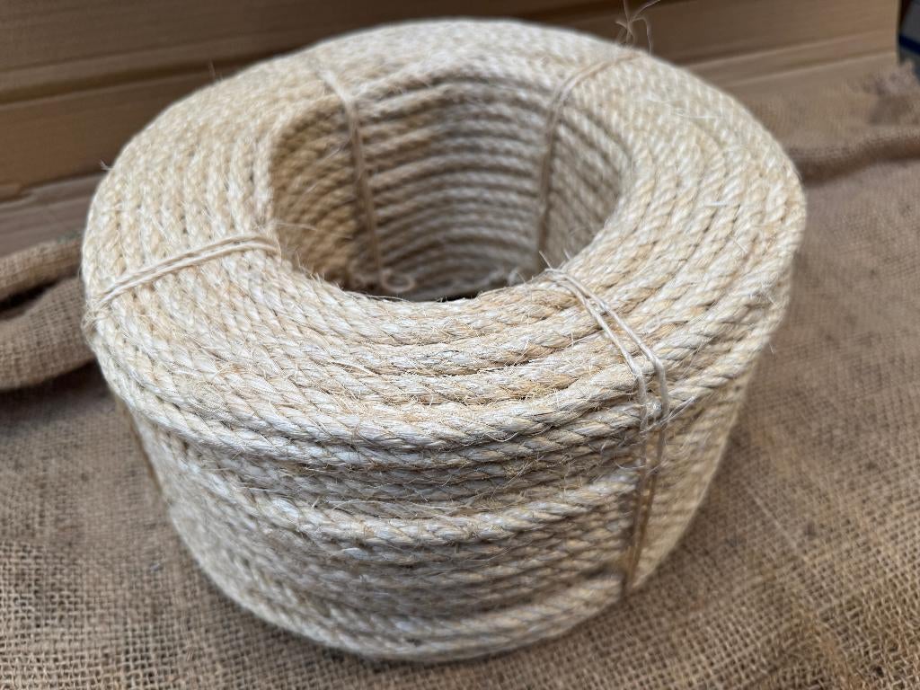 TOUW SISAL 8mm rollen a 100mtr 4-strengs, Watersport en Boten, Ophalen, Nieuw, Lijn of Blok