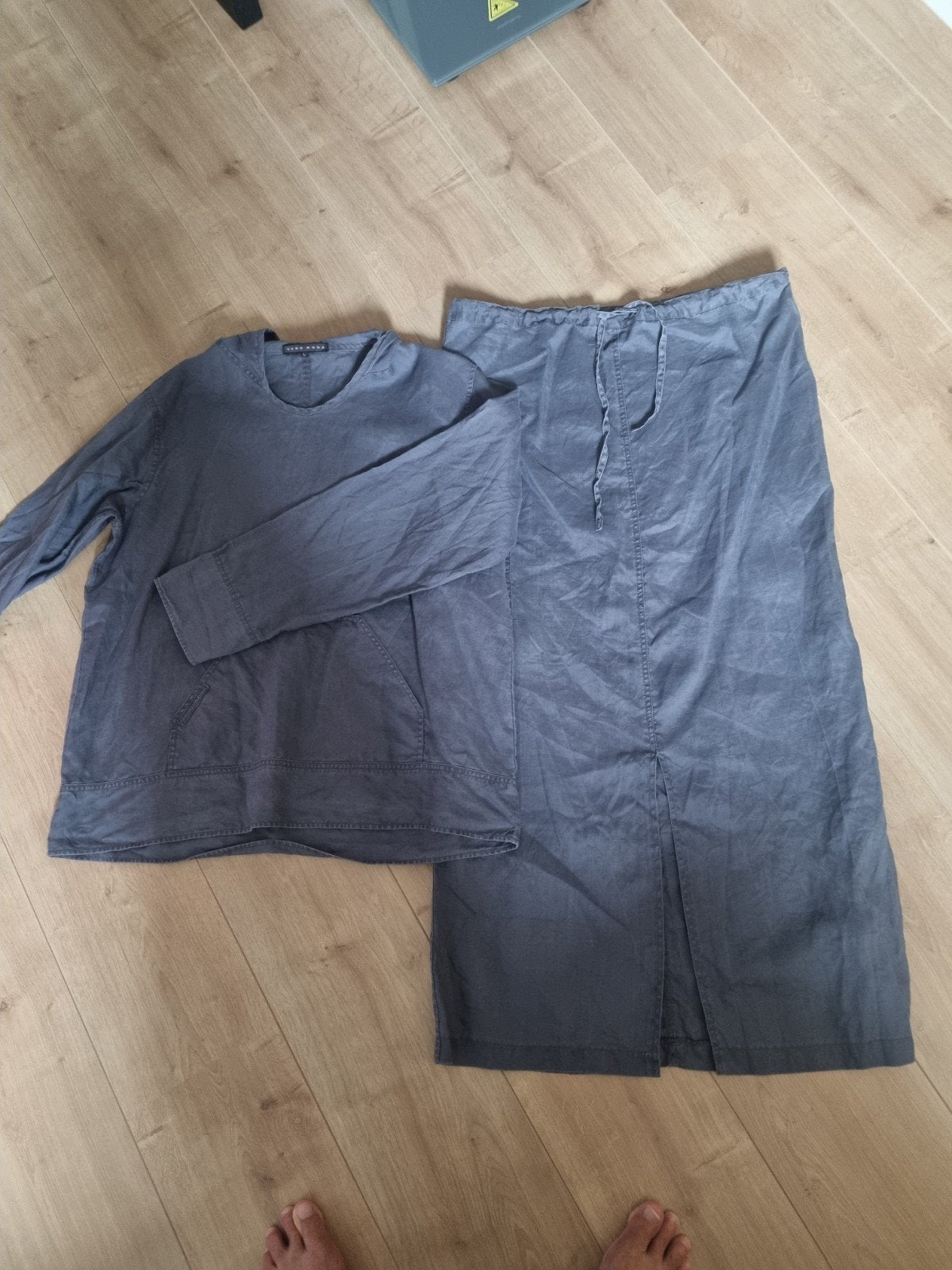 Vero Moda Linnen Rok en Shirt Set Maat L - Grijs, Vero Moda, Maat 42/44 (L), Ophalen of Verzenden, Grijs