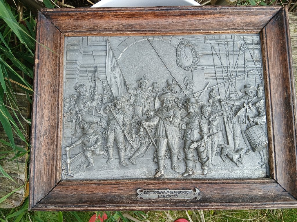 J.A. Wennekes Tin - De Nachtwacht Rembrandt - WMF Zinn 3D, Antiek en Kunst, Antiek | Tin, Ophalen of Verzenden
