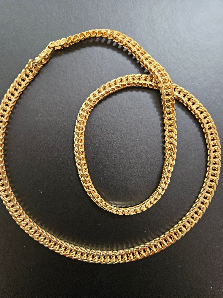 Vintage vergulde Monet ketting met mooie platte schakel, Ophalen of Verzenden, Zo goed als nieuw, Goud, Overige materialen