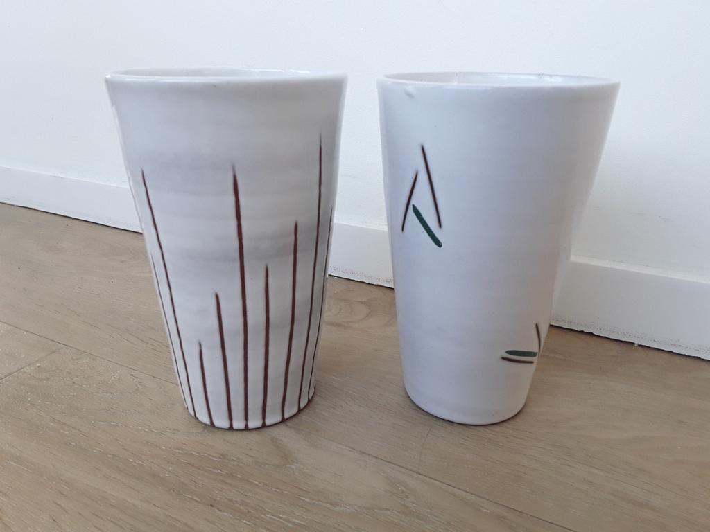 Vintage aardewerken vazen Potterie Haemstede, 17cm prijs p.s, Overige kleuren, Aardewerk of Porselein, Ophalen of Verzenden, Zo goed als nieuw