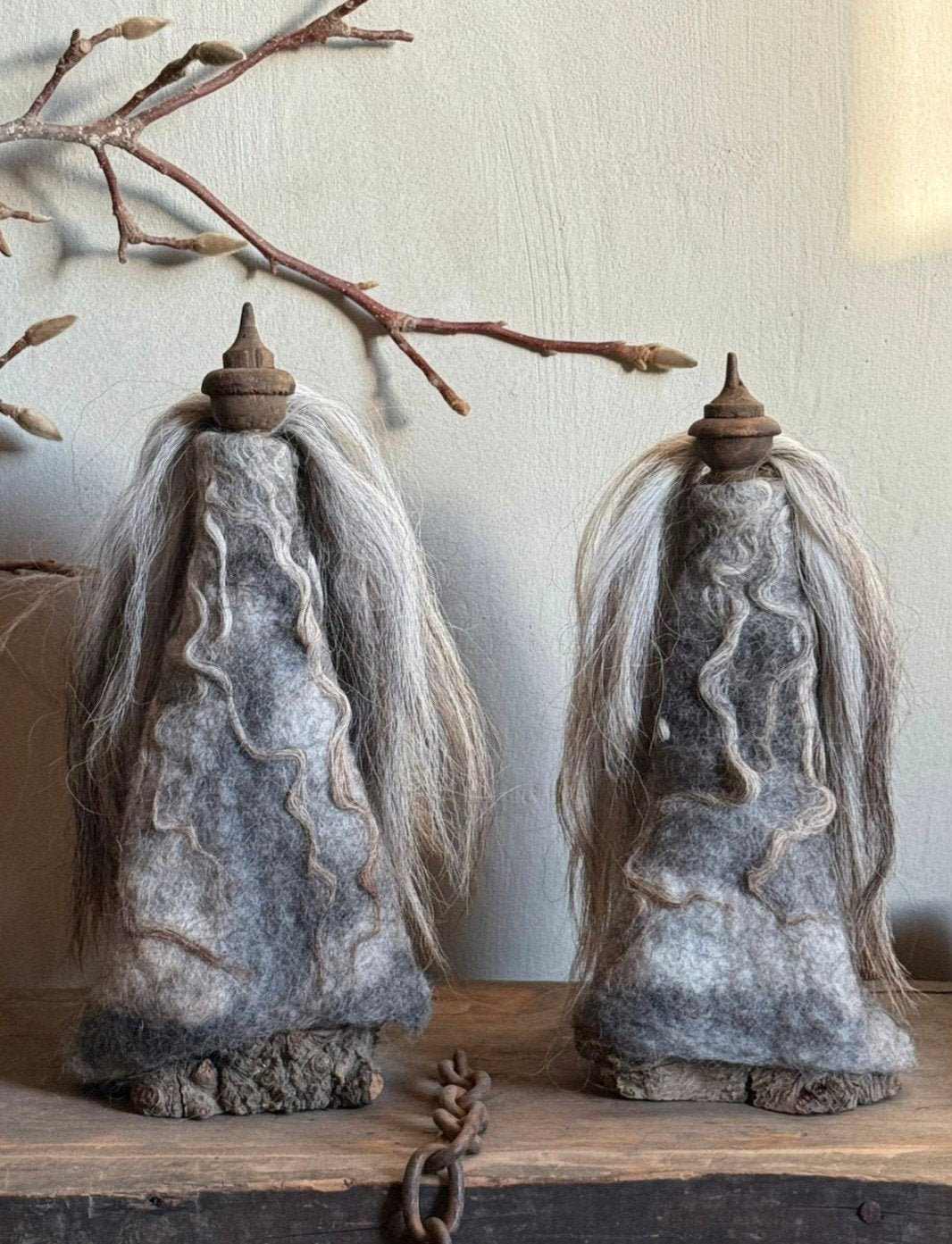 2 Engelen wol, Ophalen of Verzenden, Natuurlijk materiaal, Grijs, Landelijk