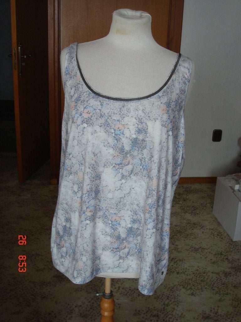 zomerse top Poools mt 46 grijs/wit/blauw print, Blauw, Zo goed als nieuw, Poools, Shirt of Top