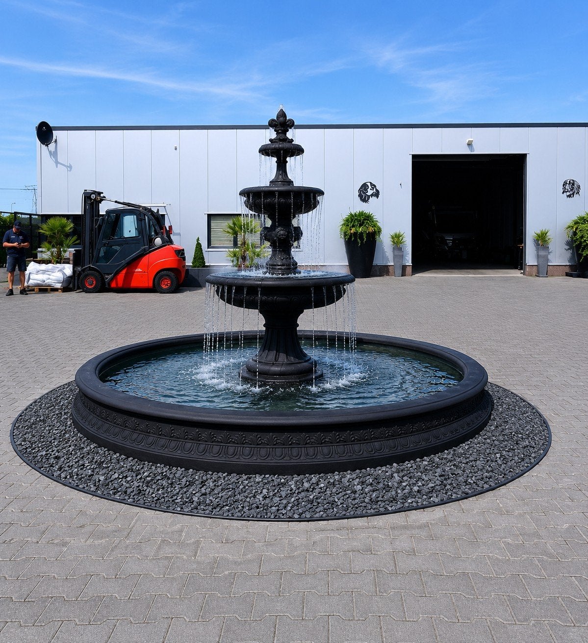 Grote fontein met rand antracietlook, Tuin en Terras, Waterpartijen en Fonteinen, Ophalen, Nieuw, Beton, Fontein
