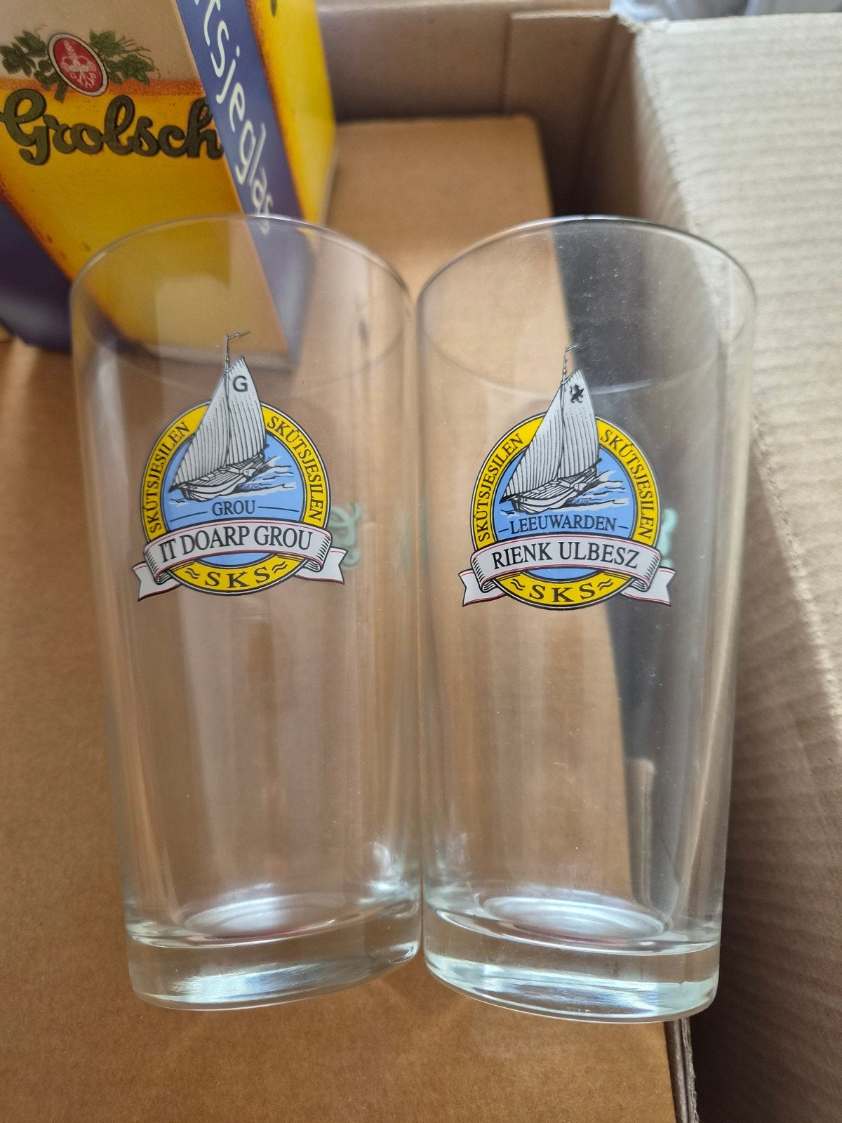 Grolsch Skûtsjesglas - Skûtsjesilen Grou & Leeuwarden, Ophalen of Verzenden, Nieuw, Glas of Glazen, Grolsch