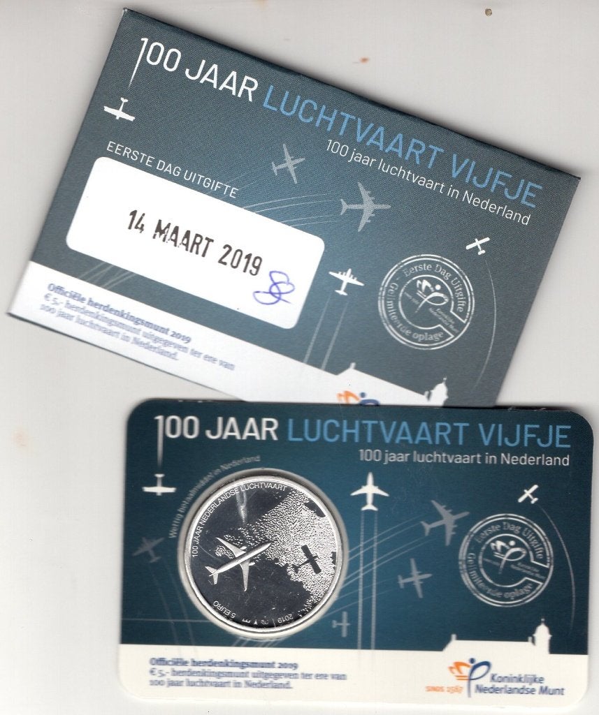 5 Euro Nederland 2019 in EDU Coincard - Luchtvaart Vijfje, Verzenden, Zilver, Overige landen, 5 euro