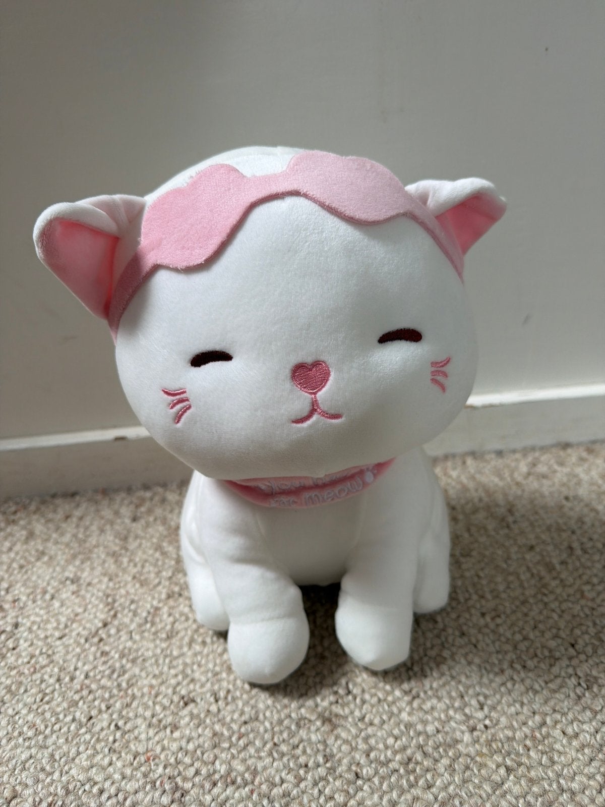 Miniso Knuffel Kat met Slaapmasker - ca. 35 cm, Ophalen, Gebruikt, Overige merken, Overige karakters
