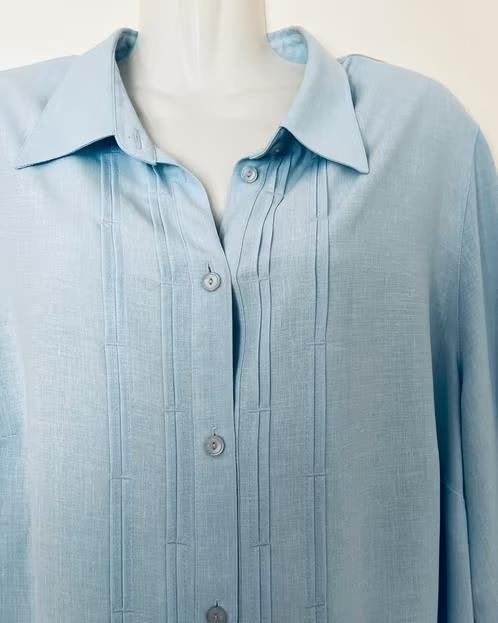 Erfo lichtblauwe blouse maat 48, Ophalen of Verzenden, Zo goed als nieuw, Maat 46/48 (XL) of groter, Blauw