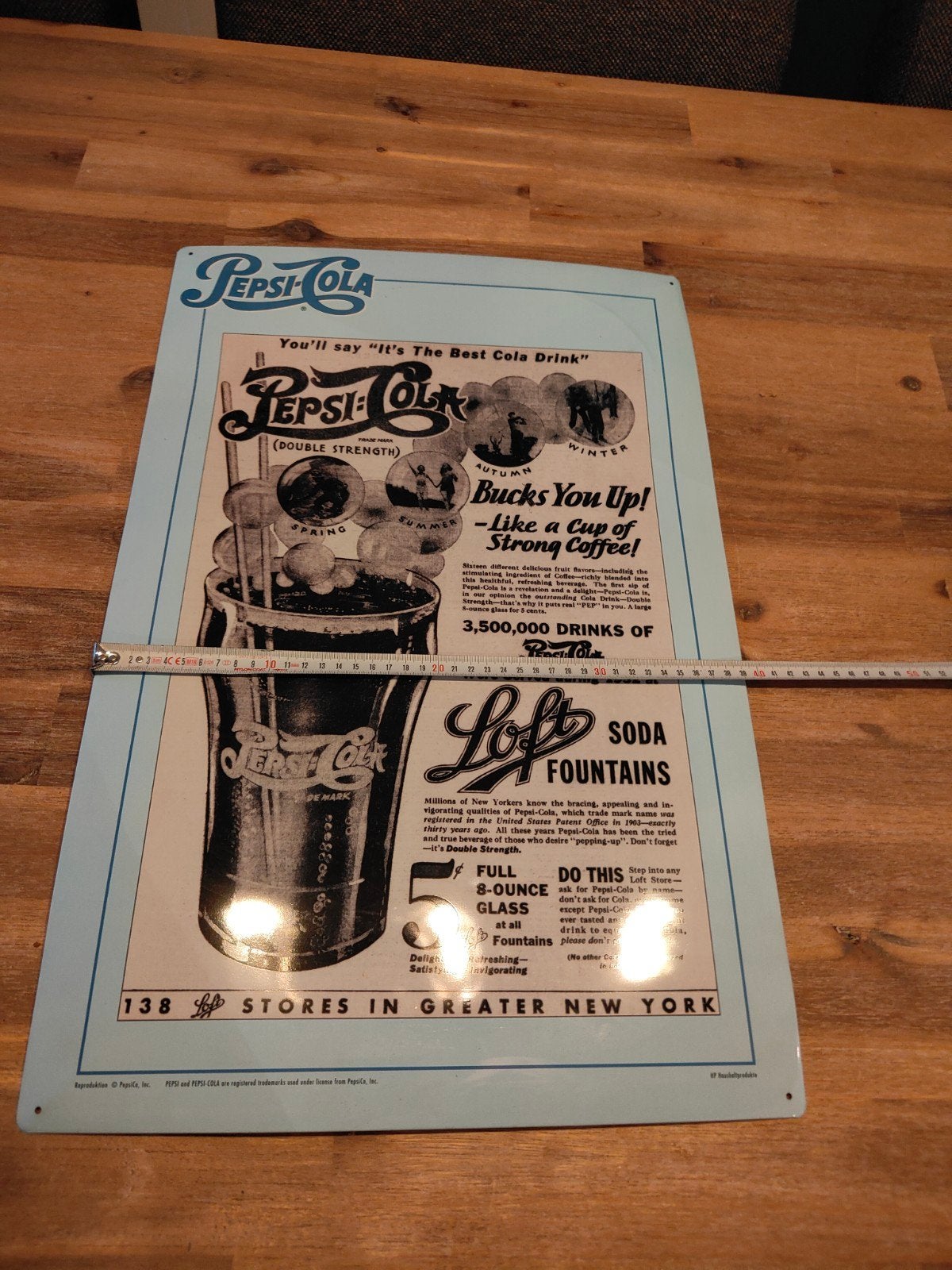 Vintage Pepsi-Cola Reclamebord - "Pepsi Glas" Metaal, Ophalen of Verzenden, Gebruikt, Reclamebord