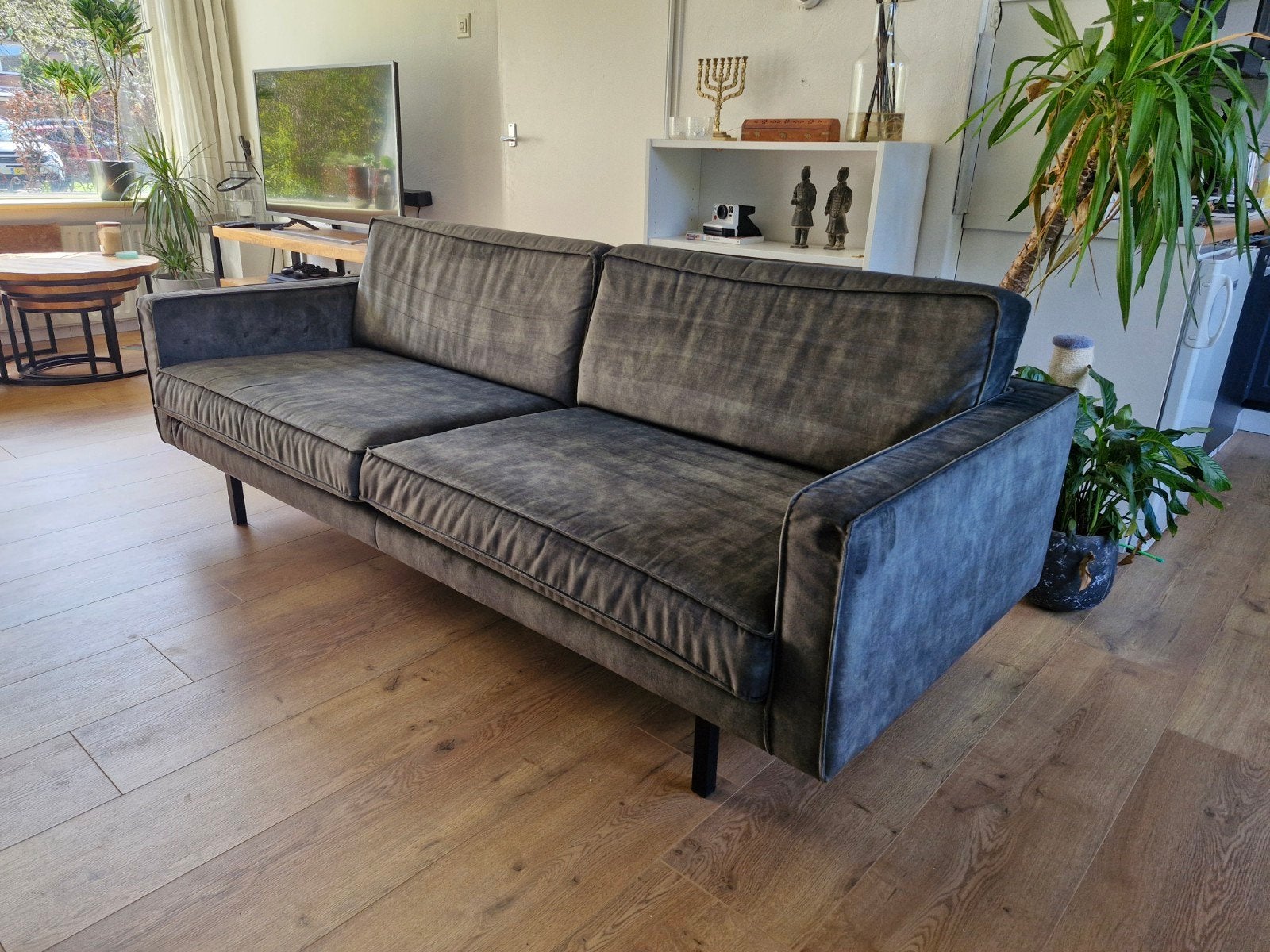 Mooie Andore Hunter Groen bank - 216x90x80 cm, Ophalen, Gebruikt, Driepersoons, 75 tot 100 cm