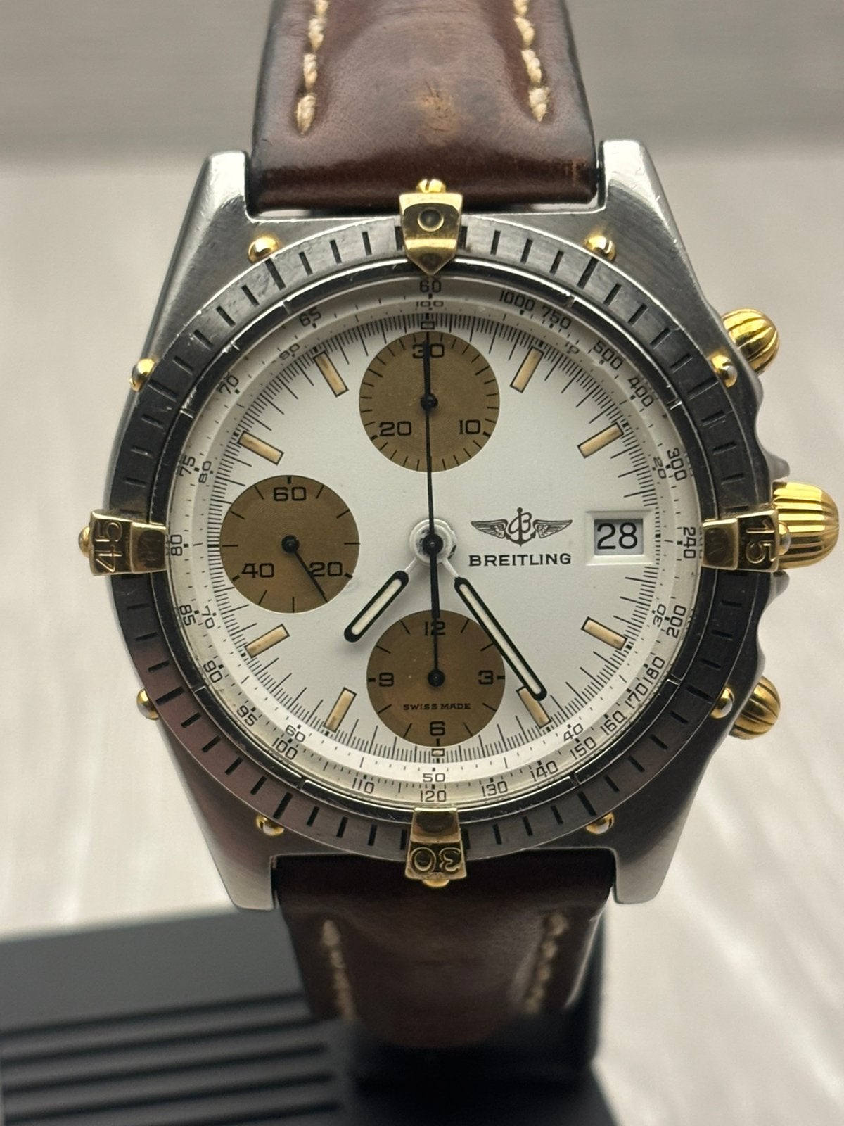 Breitling Chronomat, Leer, Staal, Breitling, Ophalen of Verzenden
