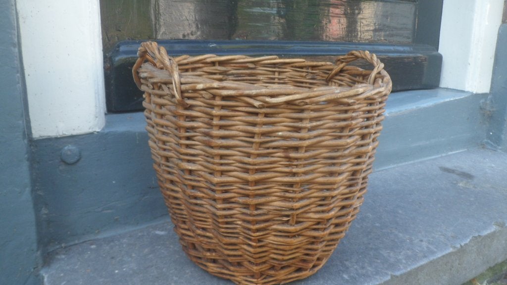 Vintage mandje met oren diameter 26 cm., Gebruikt, Mand, Rond, Ophalen of Verzenden