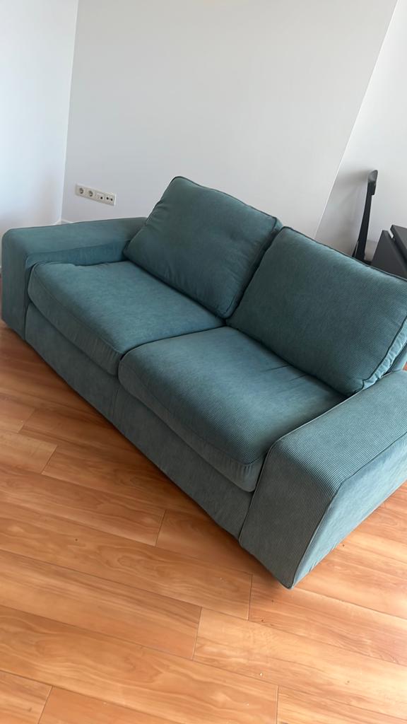 Groene tweezits bank, Ophalen, 150 tot 200 cm, Tweepersoons, 75 tot 100 cm