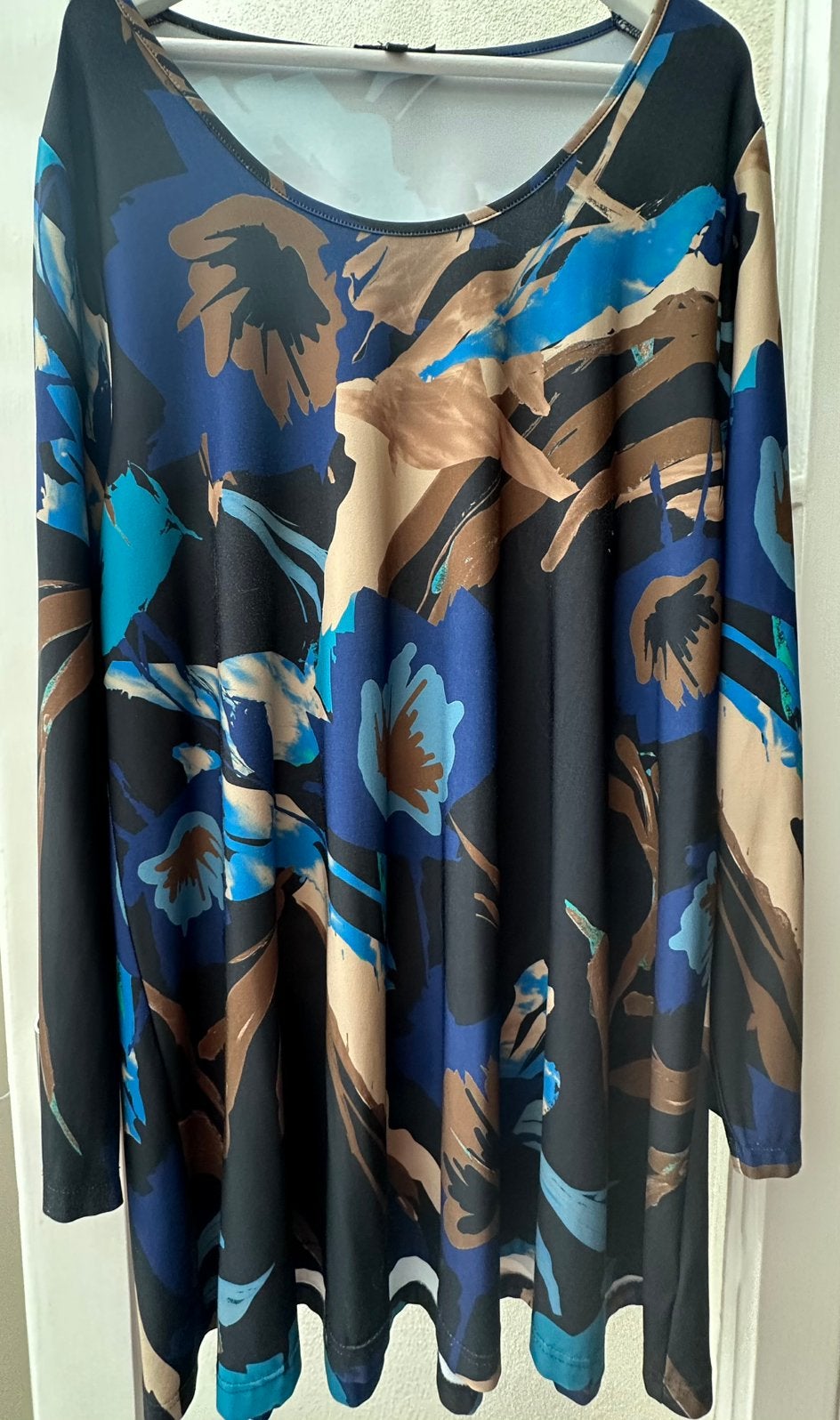 Yoek Black Label shirt a-lijn maat XXL Blauw/beige/ bruin, Kleding | Dames, Verzenden, Zo goed als nieuw, Blauw, Shirt of Top