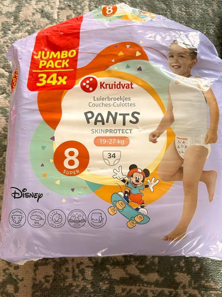 Kruidvat Luierbroekjes Maat 8 (19-27 kg) - Jumbo Pack 34x, Ophalen, Nieuw