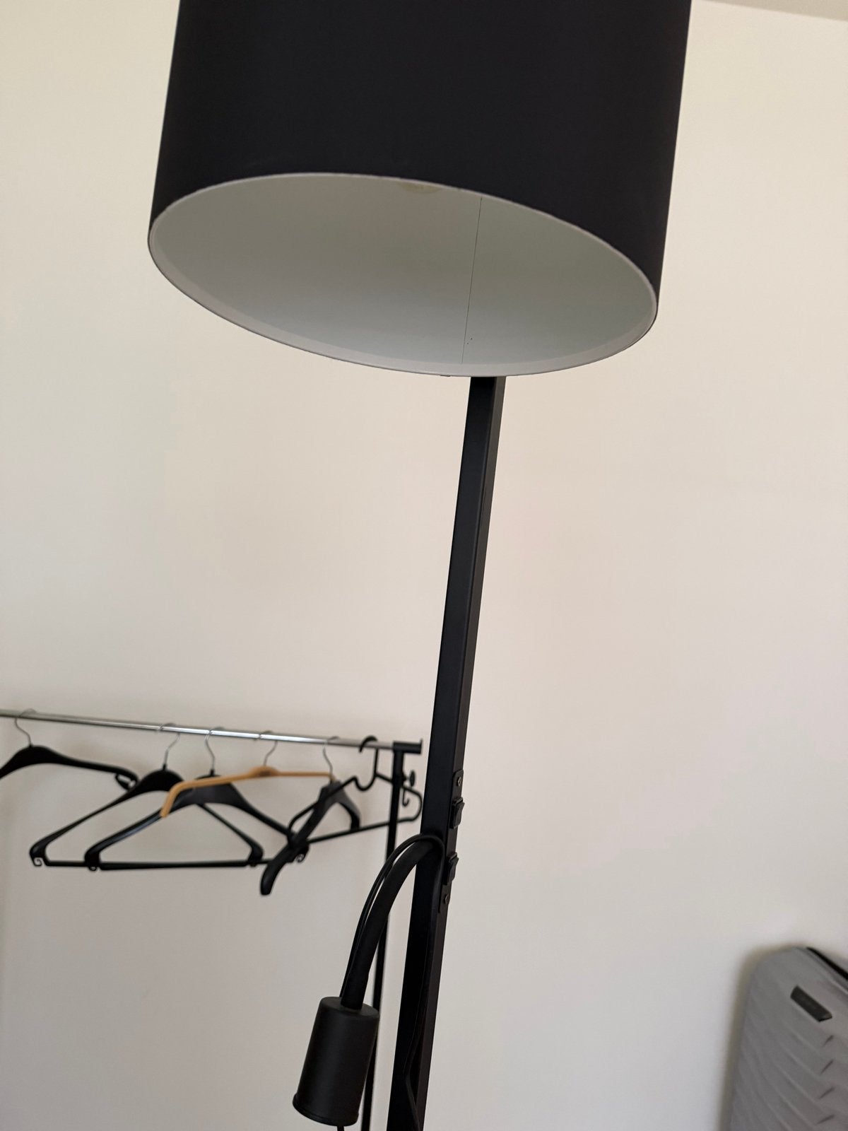 Mooie zwarte schemerlamp met leeslampje - 1.80m hoog, Ophalen, Gebruikt, Metaal, 150 tot 200 cm