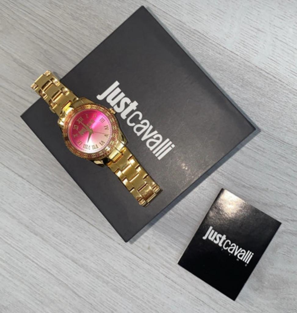 Just Cavalli horloge goud roze, Verzenden, Zo goed als nieuw, Overige merken