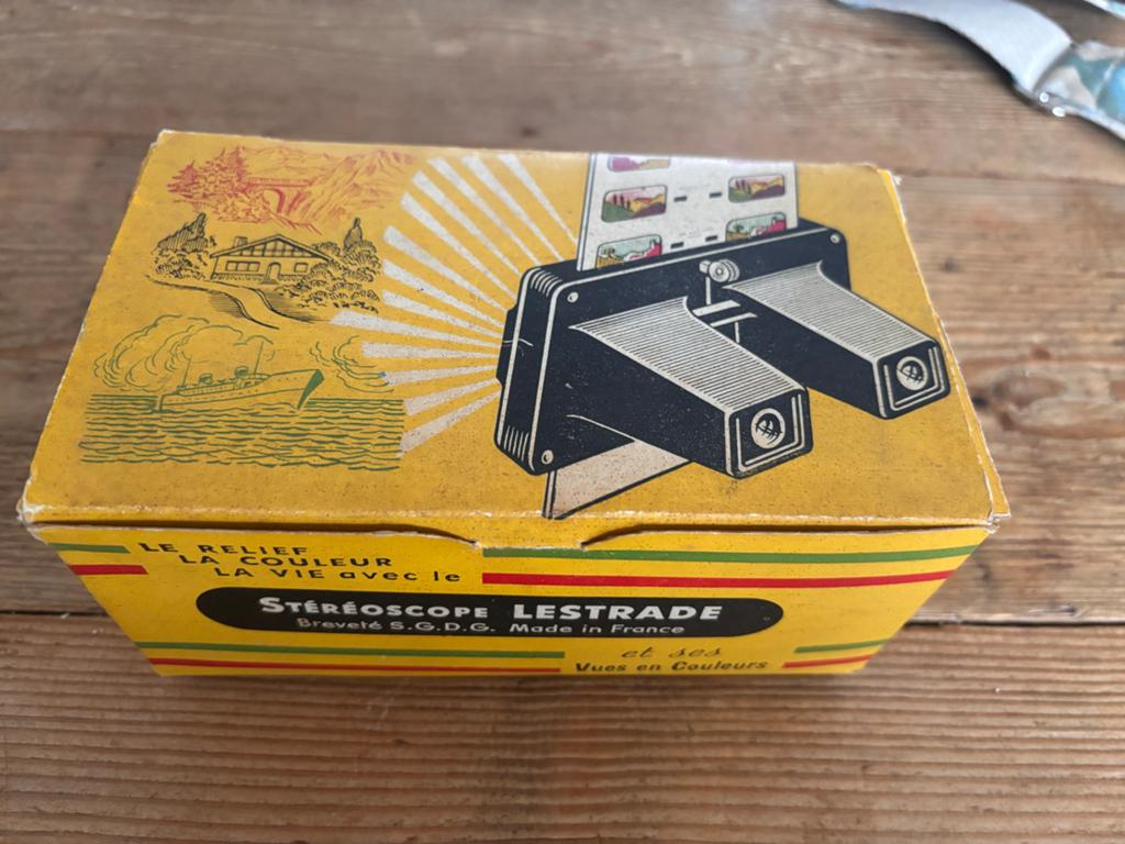Vintage Stereoscoop Lestrade met diverse stereokaarten, Ophalen, Gebruikt
