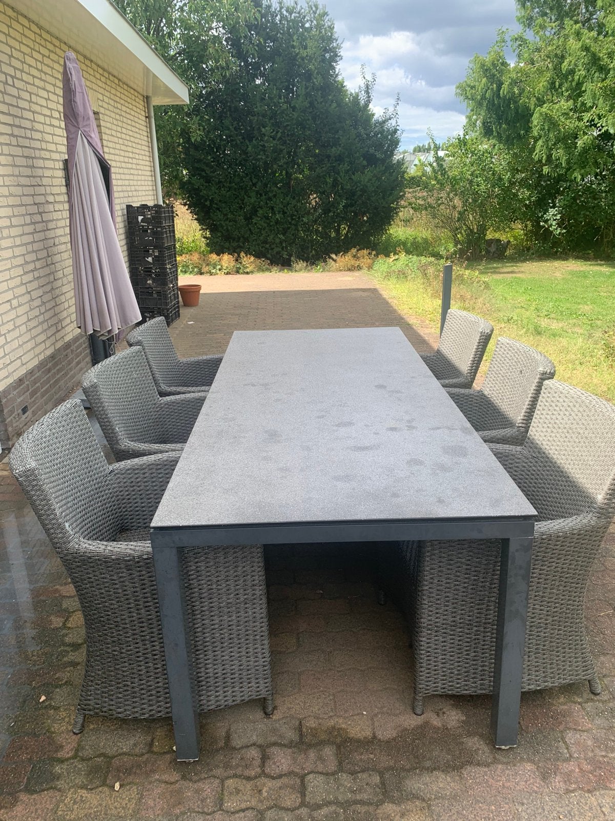 Tuinset, Tuin en Terras, Ophalen, Gebruikt, 6 zitplaatsen, Wicker