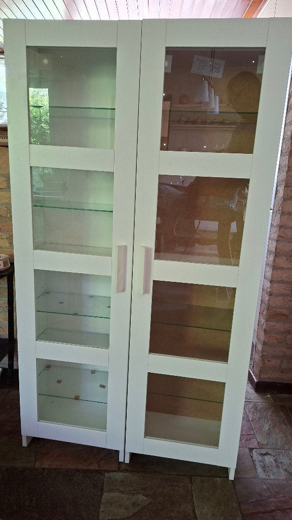 2x IKEA Brimnes vitrinekast wit — samen of los te gebruiken, Ophalen, Met deur(en), Glas, 100 tot 150 cm