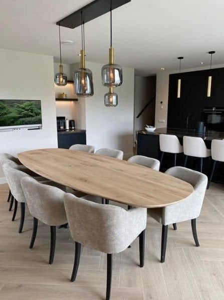 Deens Ovale Eettafel -/- 50% div maten Showroom model Nieuw, Huis en Inrichting, Tafels | Eettafels, 100 tot 150 cm, Ophalen of Verzenden