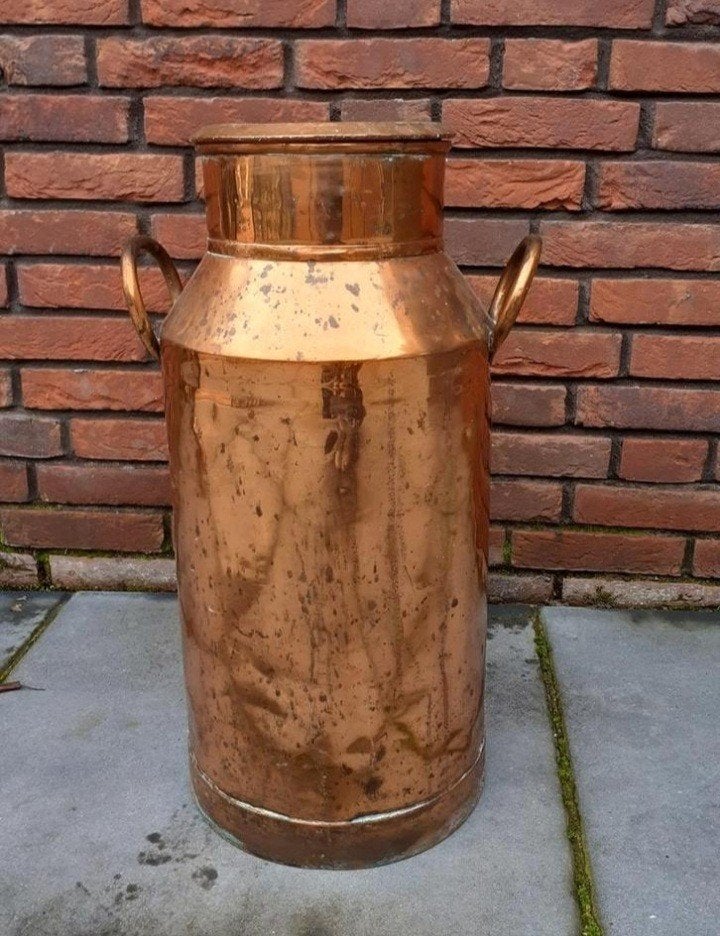Antieke Koper Kleur Melkbus met Deksel, Antiek en Kunst, Ophalen, Koper