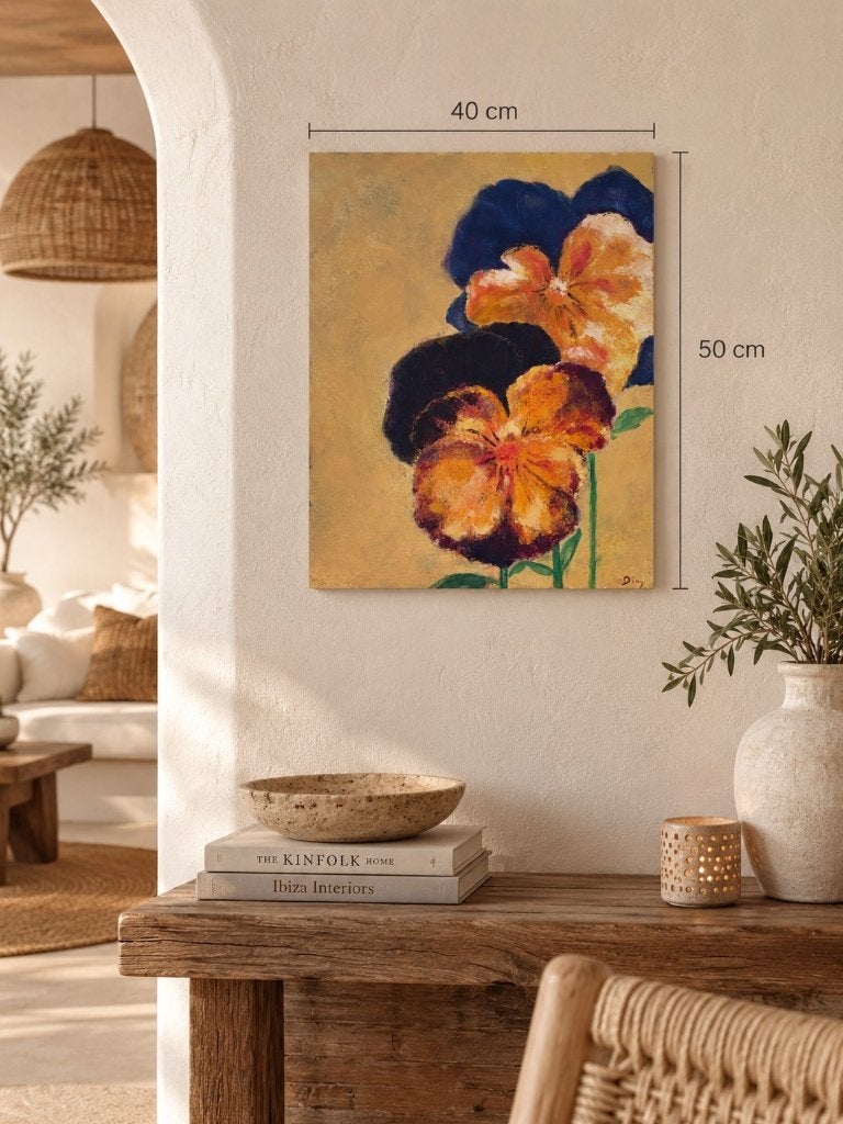 Origineel bloemenschilderij op doek – gesigneerd Diny, Ophalen of Verzenden