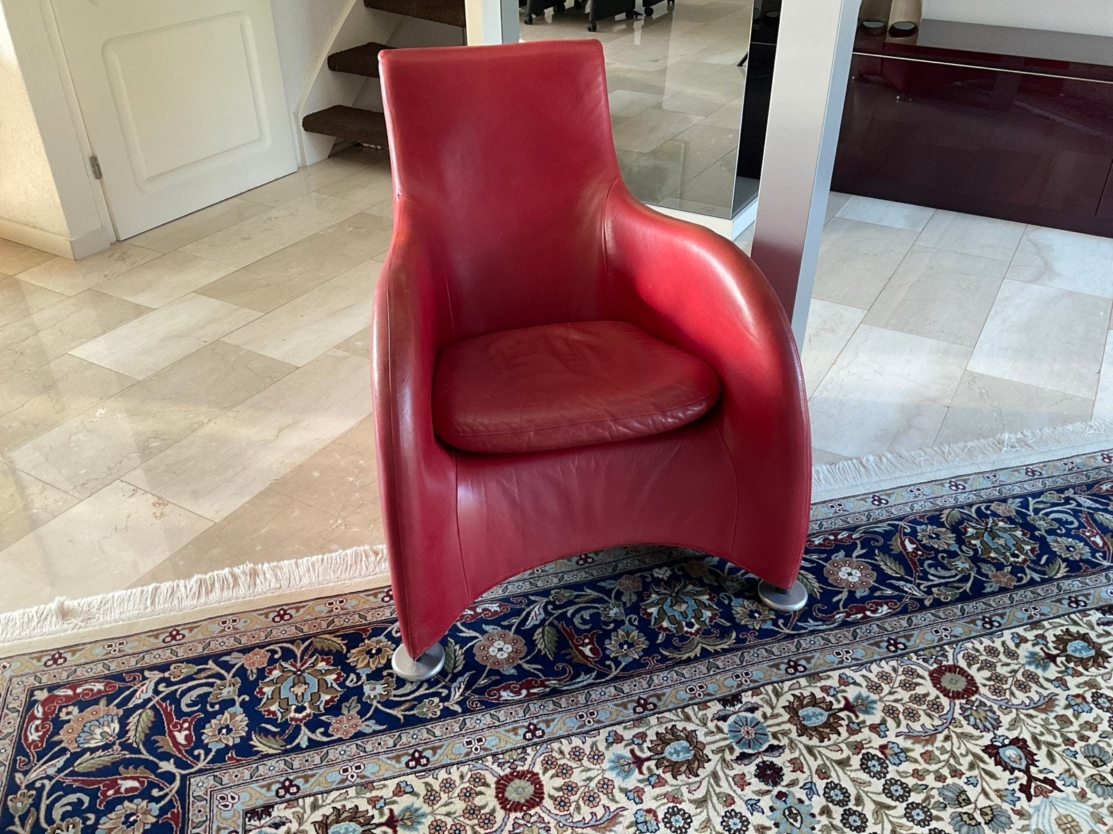Montis Loge fauteuil met hocker, 100 tot 125 cm, Modern /, Leer, Ophalen of Verzenden
