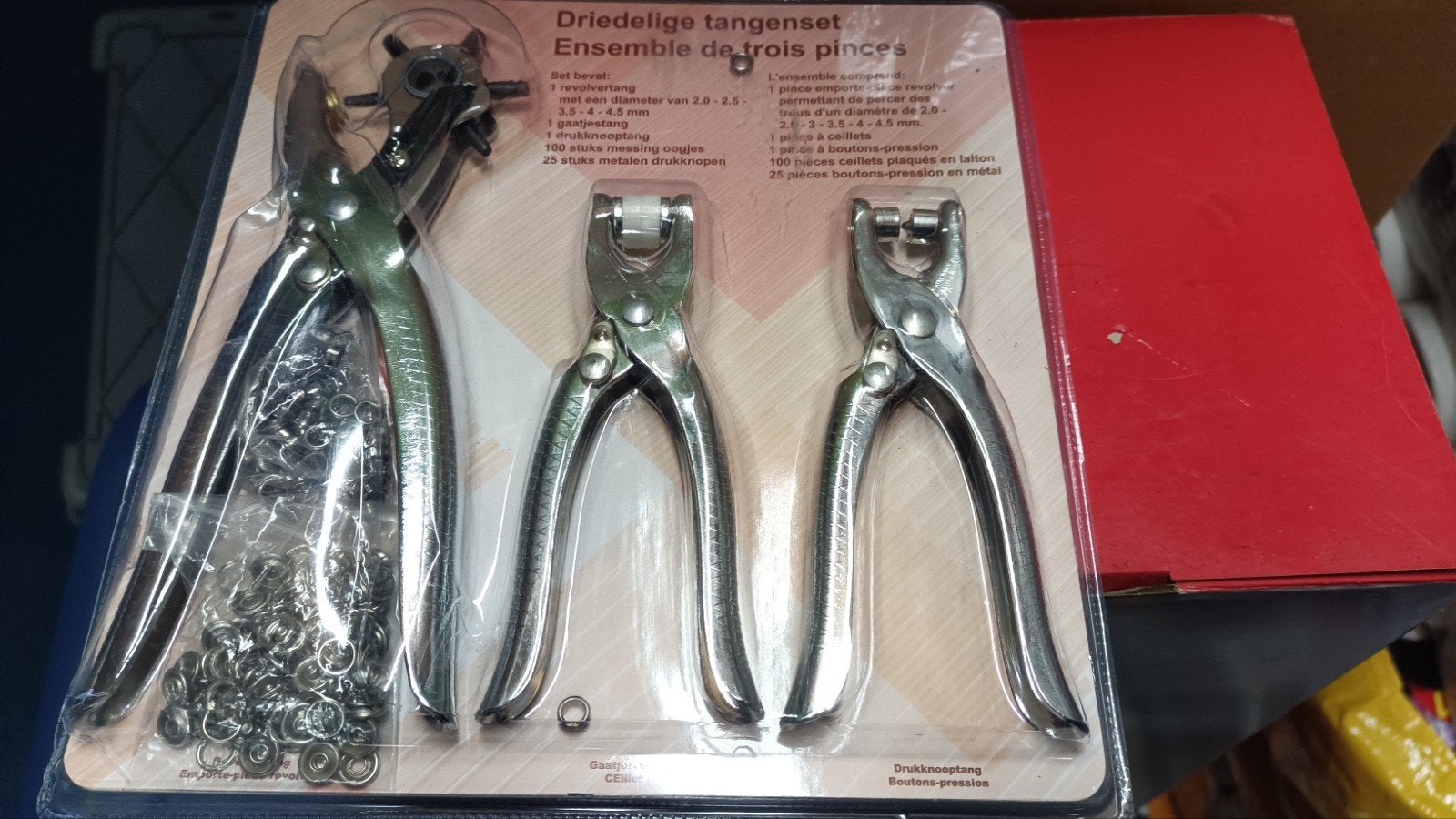 Driedelige tangenset: gatentang, nesteltang, drukknooptang, Doe-het-zelf en Verbouw, Gereedschap | Handgereedschap, Ophalen of Verzenden