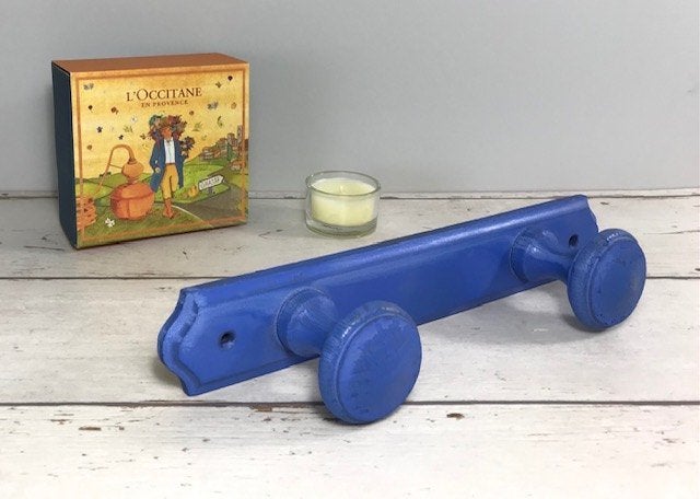 Frans houten kapstokje wand kapstokje lavendelblauw, Antiek en Kunst, Curiosa en Brocante, Ophalen of Verzenden
