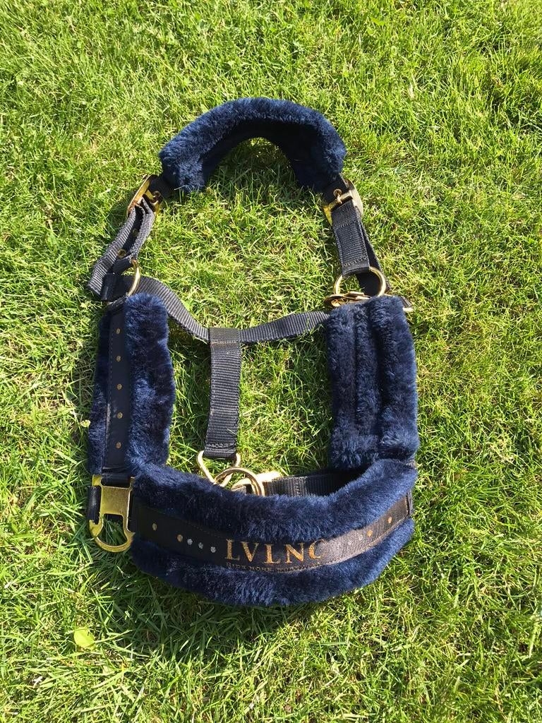 LVLNC Halster Navy Blauw met Bont en Gouden, Dieren en Toebehoren, Ophalen of Verzenden, Nieuw, Overige soorten