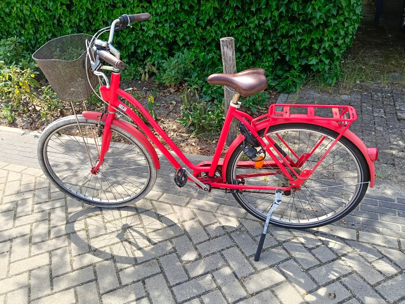 Decathlon Elops 520 Damesfiets - Rood maat L, Gebruikt, Velgrem, Versnellingen, 50 tot 53 cm