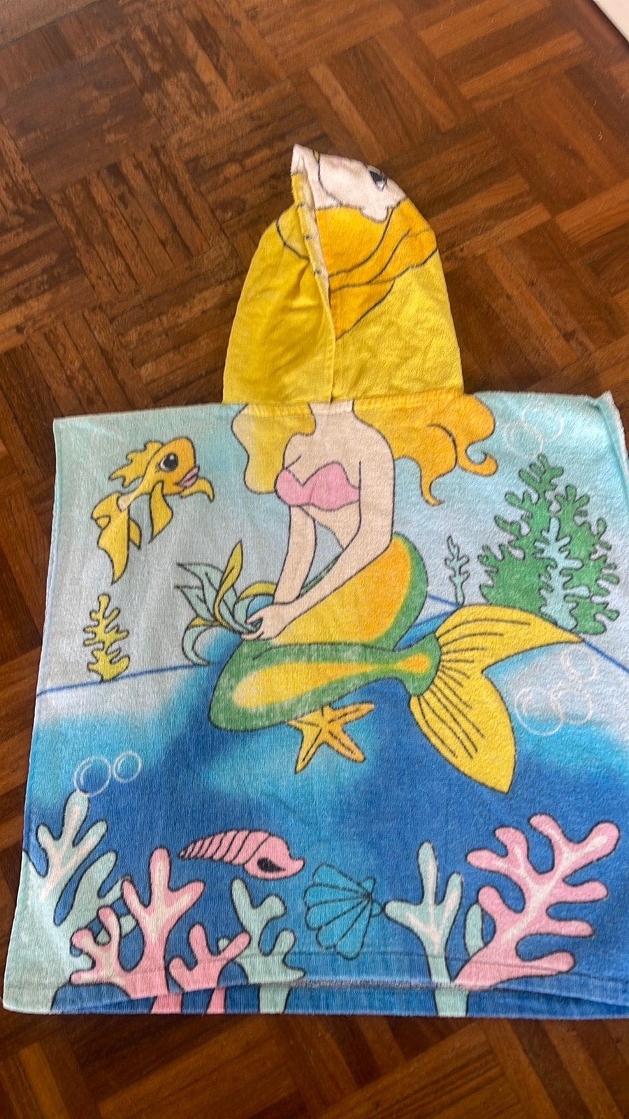 Kinder poncho van velours badstof met zeemeermin print, Ophalen of Verzenden, Nieuw, Meisje, Zwem-accessoire