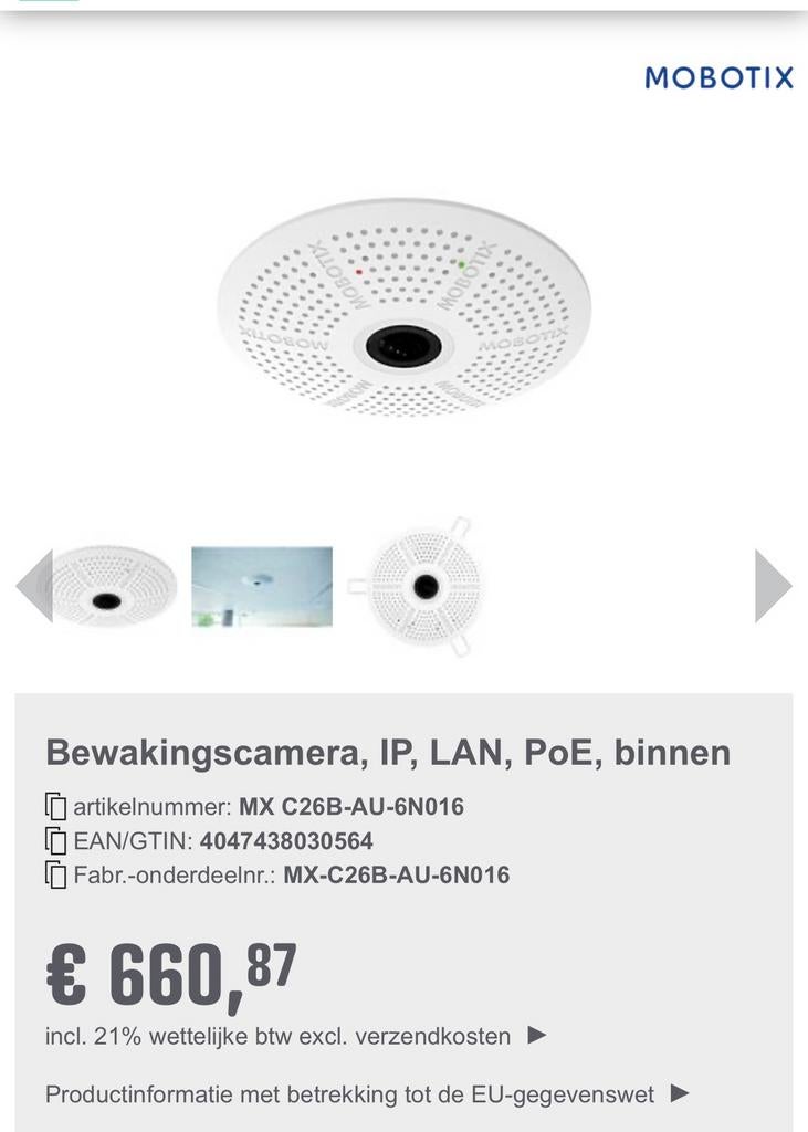 Mobotix Bewakingscamera  MX C26B-AU-6N016, Ophalen, Nieuw, Compleet systeem
