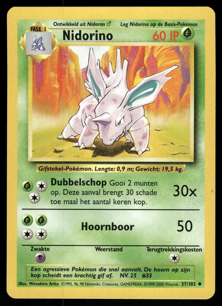 Nidorino 37/102 - Base (NL) (NM), Verzenden, Gebruikt