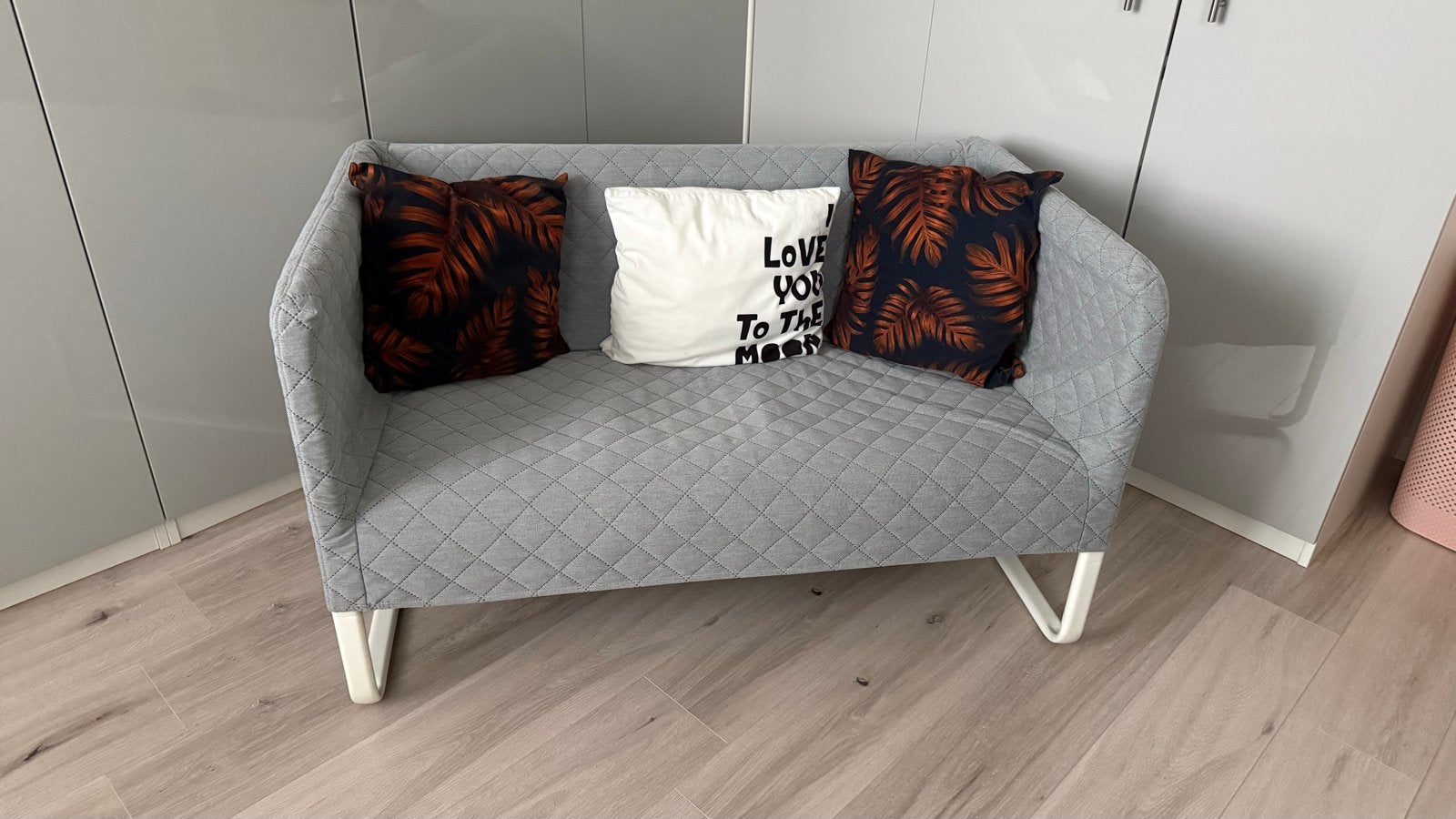 Ikea knopparp bankje grijs, Ophalen, 150 tot 200 cm, Tweepersoons, 75 tot 100 cm