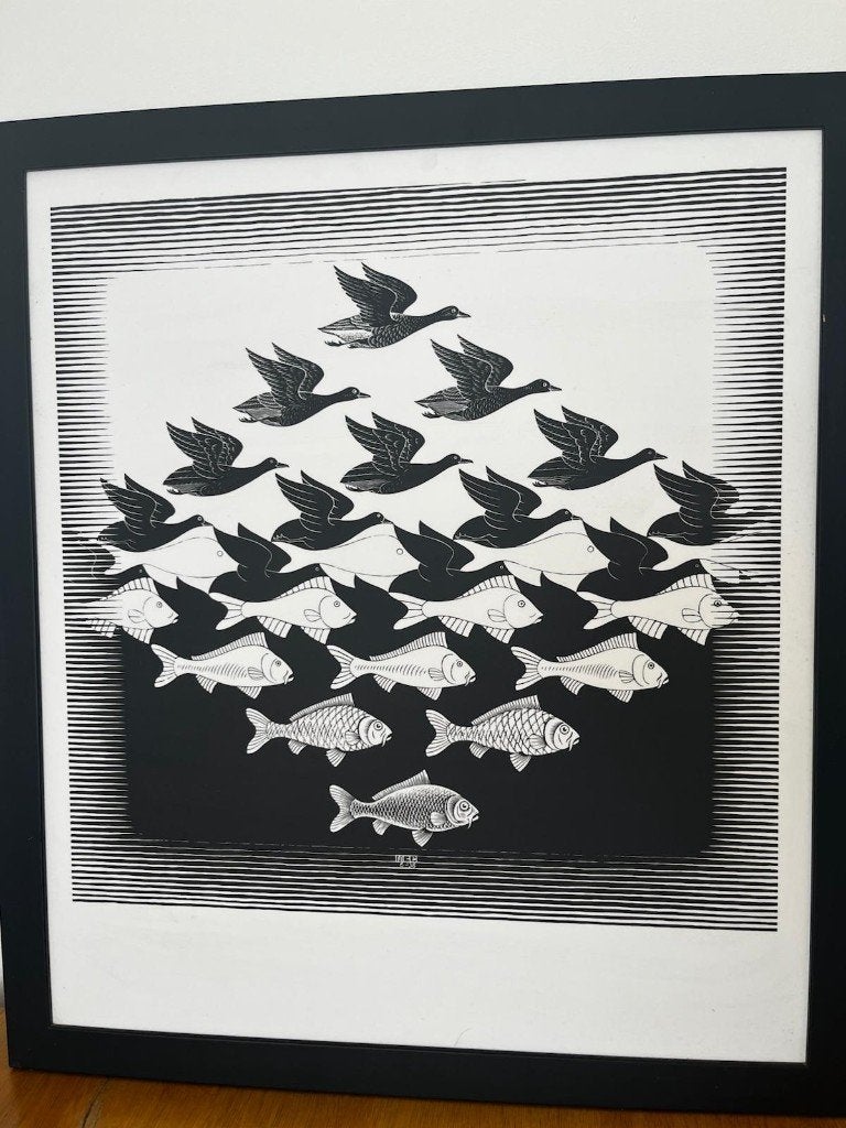 Escher poster zeefdruk, Ingelijst, Ophalen, Dieren en Natuur