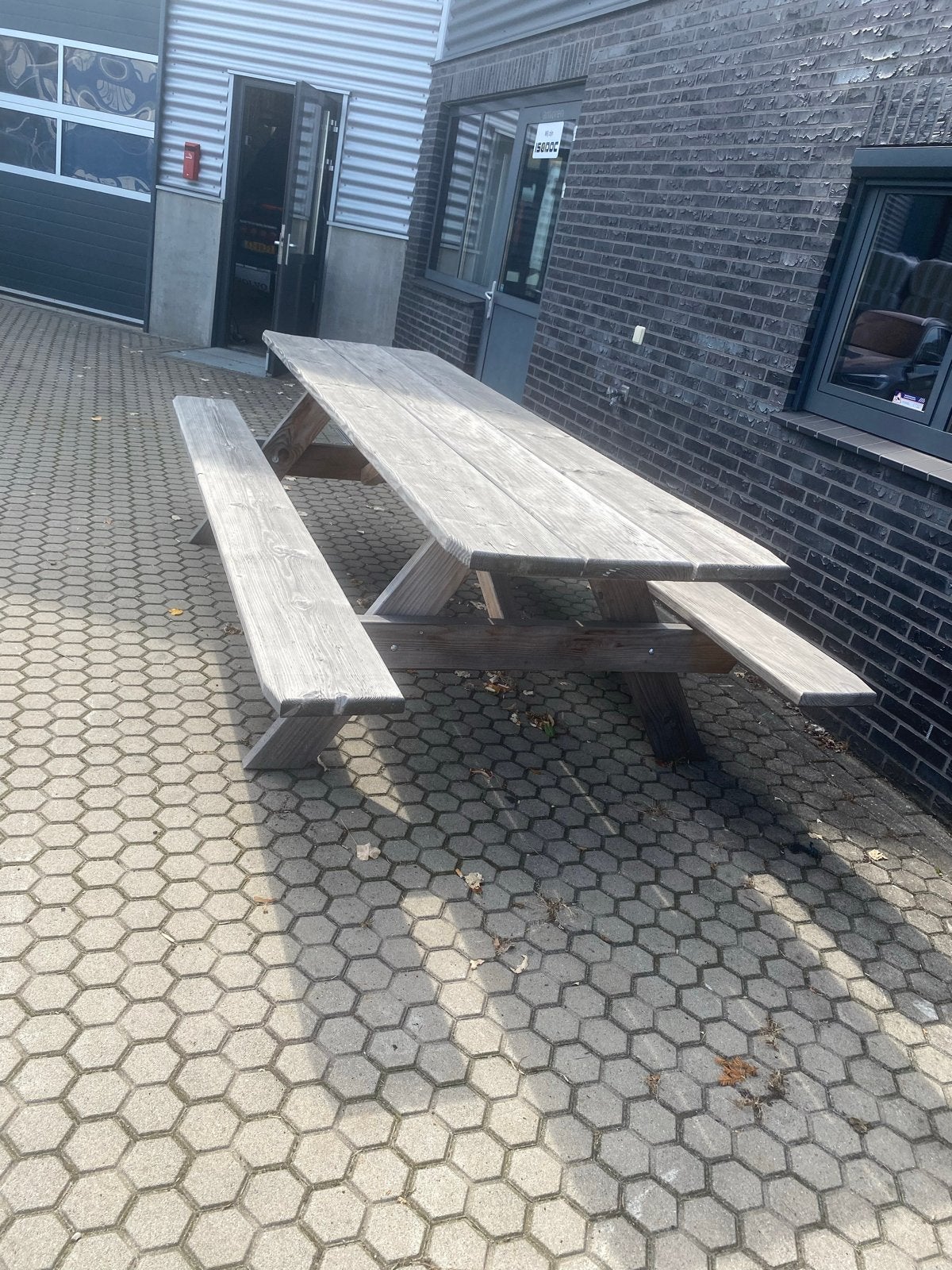 Nette picknicktafel - 3m lang, 1.58m breed, Ophalen of Verzenden, Zo goed als nieuw, Rechthoekig, Hout