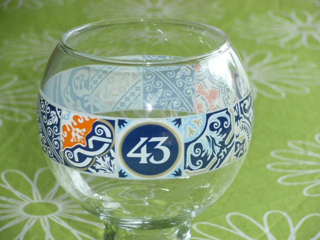 Licor 43 Cuarenta Tres glas - bont gedecoreerd, Ophalen of Verzenden, Zo goed als nieuw