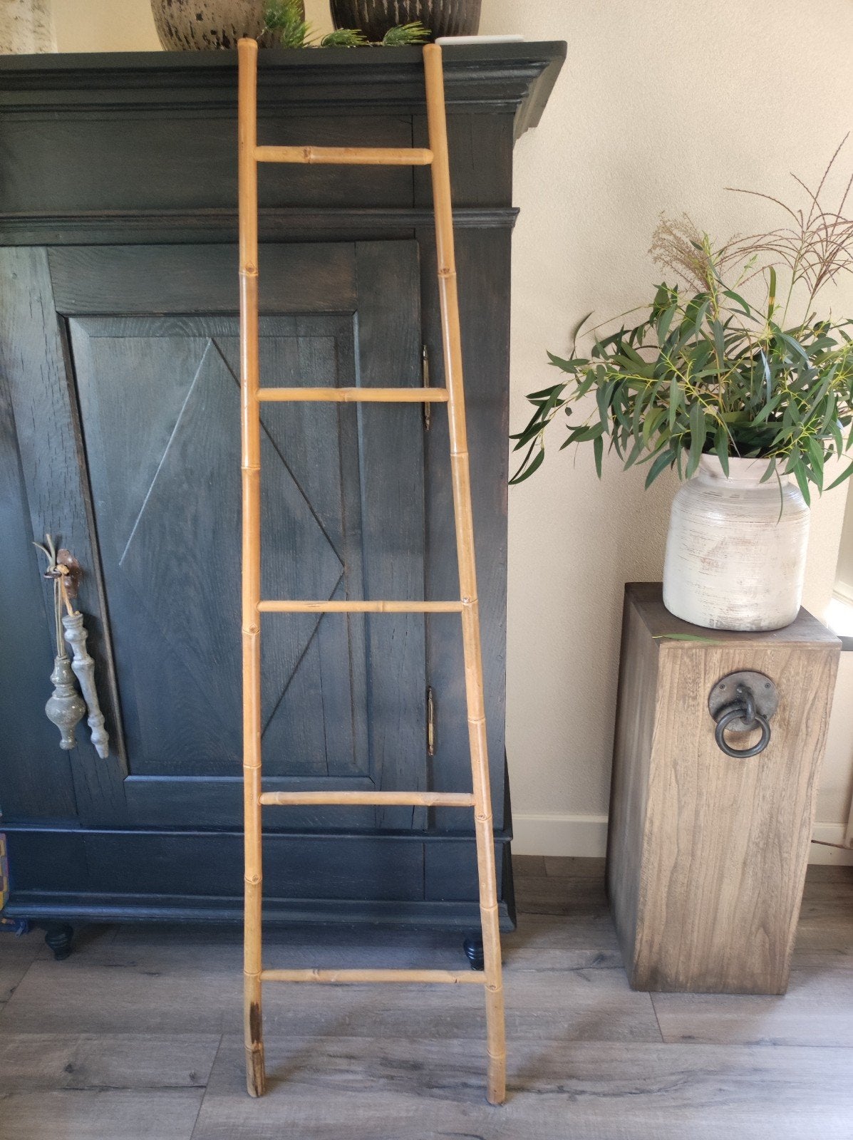 Bamboe ladder voor deco of handdoeken, Huis en Inrichting, Ophalen, Zo goed als nieuw