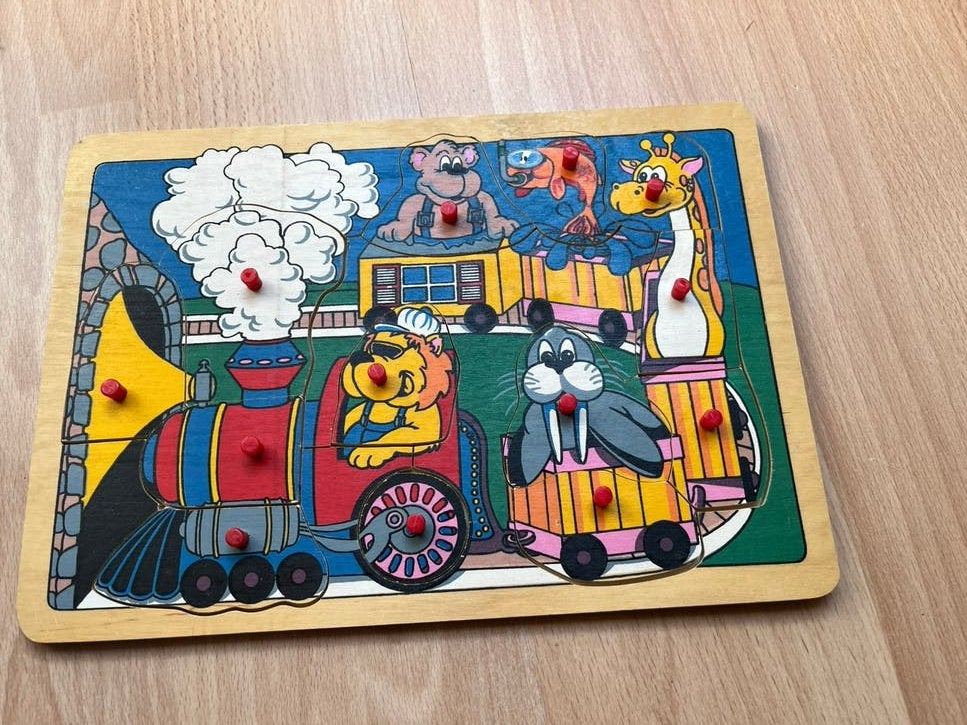 Houten insteek puzzel, iets moeilijker, Ophalen, Gebruikt