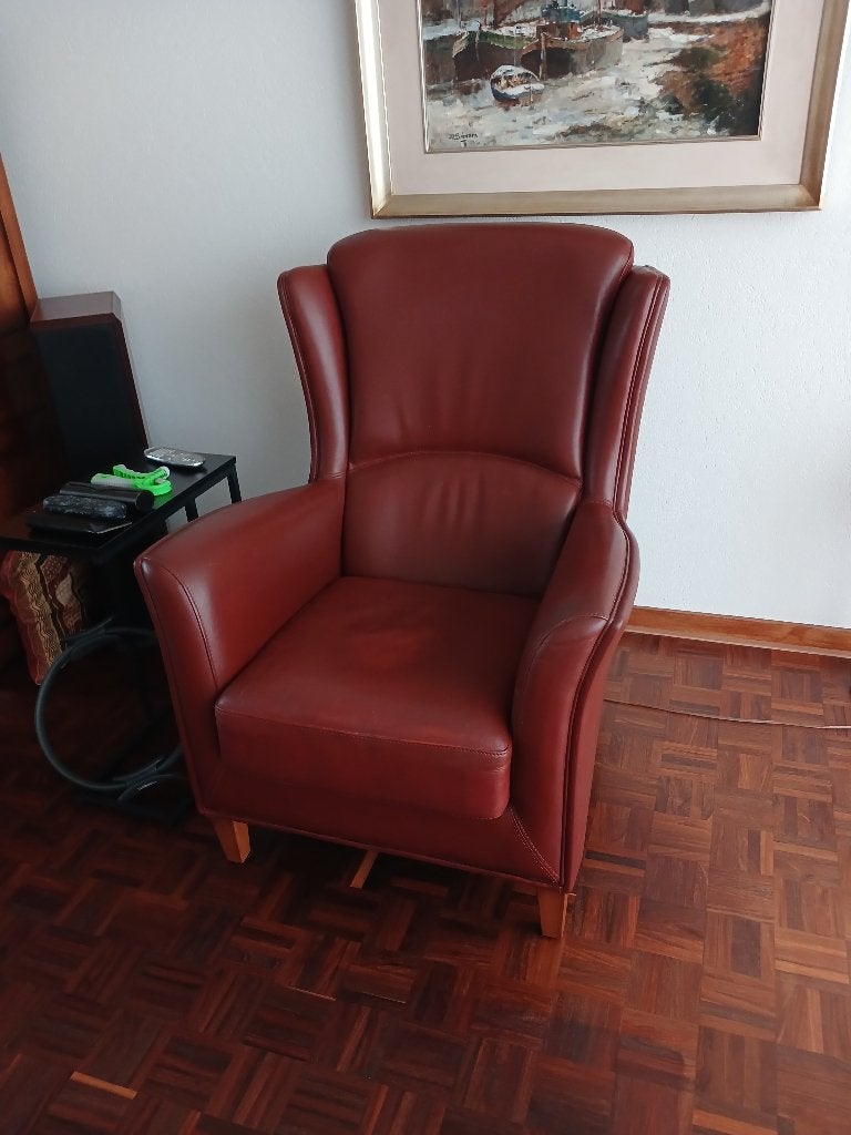 leren fauteuil, Ophalen, Gebruikt, Klassiek, 75 tot 100 cm