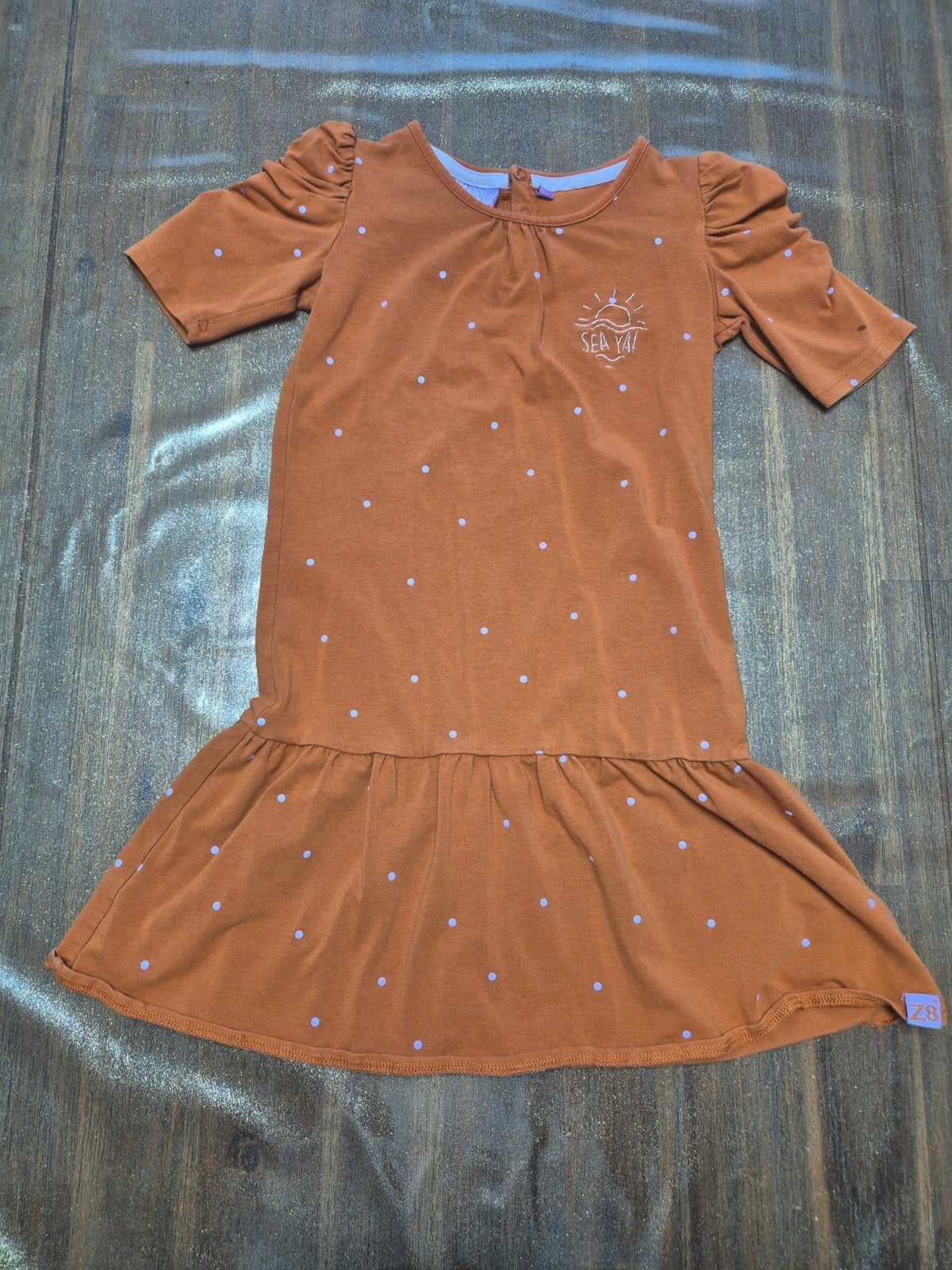 Z8 Jurk Meisje Maat 128/134 - Oranje met stippen, Kinderen en Baby's, Kinderkleding | Overige, Ophalen of Verzenden, Gebruikt