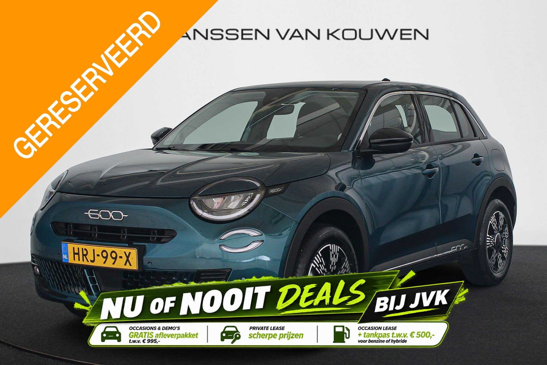 Fiat 600 1.2 Hybrid Urban Stoelverwarming Camera Apple CarPl, Auto's, Stof, Gebruikt, 1199 cc, Blauw