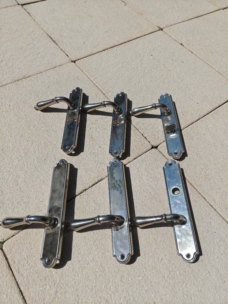 Zilveren deurbeslag klink + schild, Ophalen, Zo goed als nieuw, Klink of Kruk