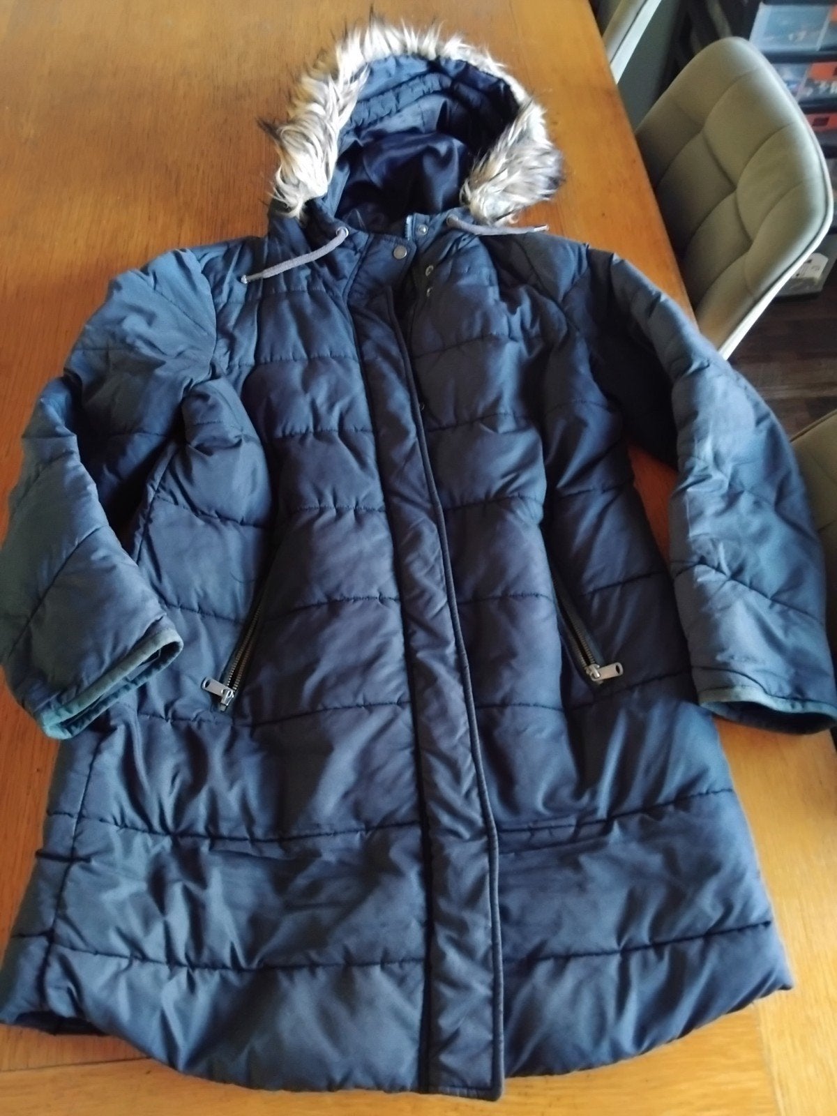 herfst/tussen jas, Kleding | Dames, Ophalen, Blauw, Maat 42/44 (L), Gedragen