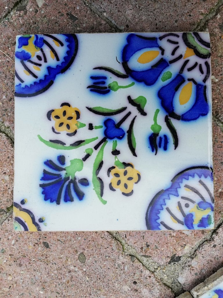 370 st, 6,5m2 kleurrijke antieke Franse tegels kobalt blauw, Antiek en Kunst, Ophalen
