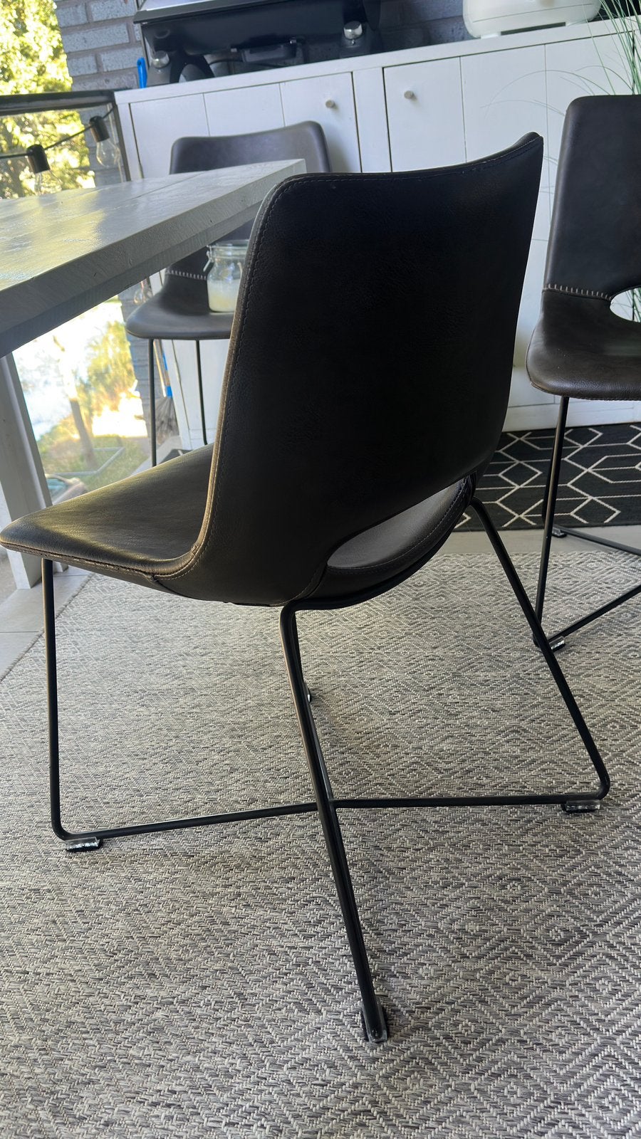 Eetkamerstoel bruin buffelleder, Ophalen of Verzenden, Zo goed als nieuw, Bruin, Vijf, Zes of meer stoelen